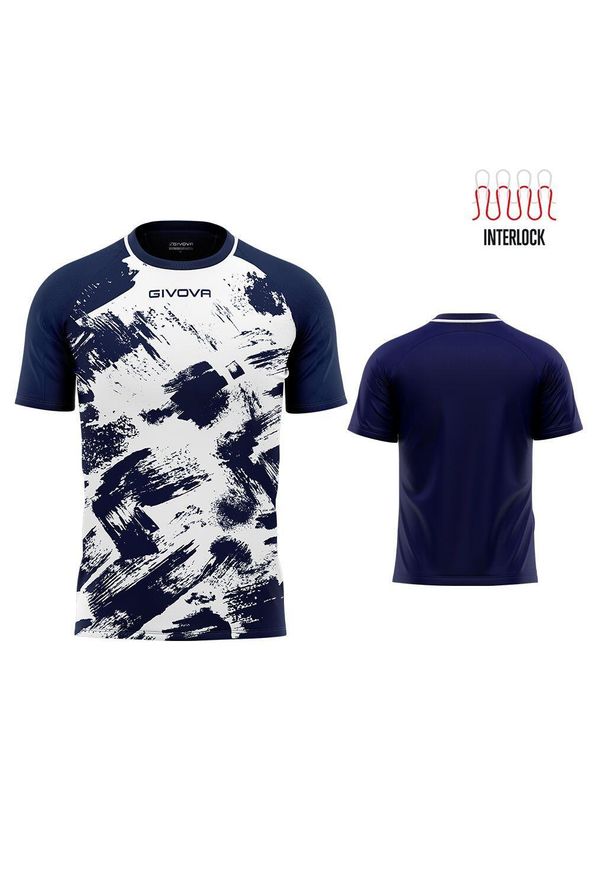 Givova Shirt Art Interlock M/C S – koszulka sportowa. Kolor: niebieski, biały, wielokolorowy. Długość rękawa: krótki rękaw. Długość: krótkie. Sport: piłka nożna