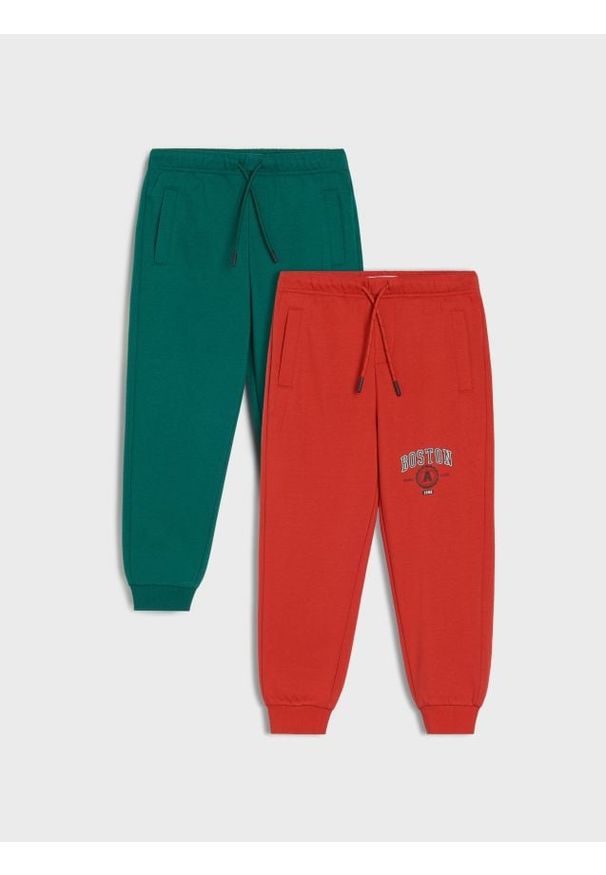 Sinsay - Spodnie jogger z nadrukiem 2 pack - czerwony. Kolor: czerwony. Wzór: nadruk
