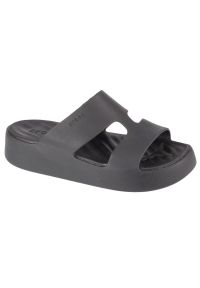 Klapki Crocs Gataway Platform H-Strap 209409-001 czarne. Okazja: na plażę. Nosek buta: otwarty. Kolor: czarny. Materiał: materiał. Sezon: lato. Obcas: na platformie