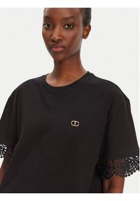 TwinSet - TWINSET T-Shirt 251TT2410 Czarny Relaxed Fit. Kolor: czarny. Materiał: bawełna #4
