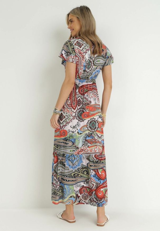 Born2be - Czerwona Sukienka Maxi z Wiskozy z Gumką w Pasie Annam. Kolor: czerwony. Materiał: wiskoza. Długość: maxi