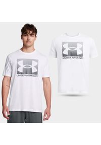 Koszulka fitness męska Under Armour Boxed Sports z krótkim rękawem. Kolor: biały. Długość rękawa: krótki rękaw. Długość: krótkie. Sport: fitness