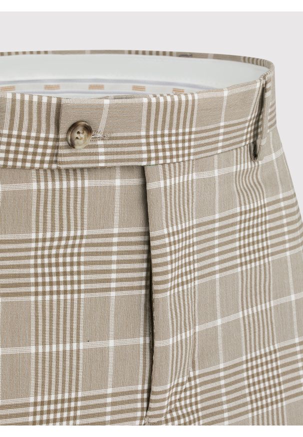 Pako Lorente - PAKO LORENTE – Beżowe spodnie męskie w kratę. Kolor: beżowy. Materiał: wiskoza, poliester, elastan