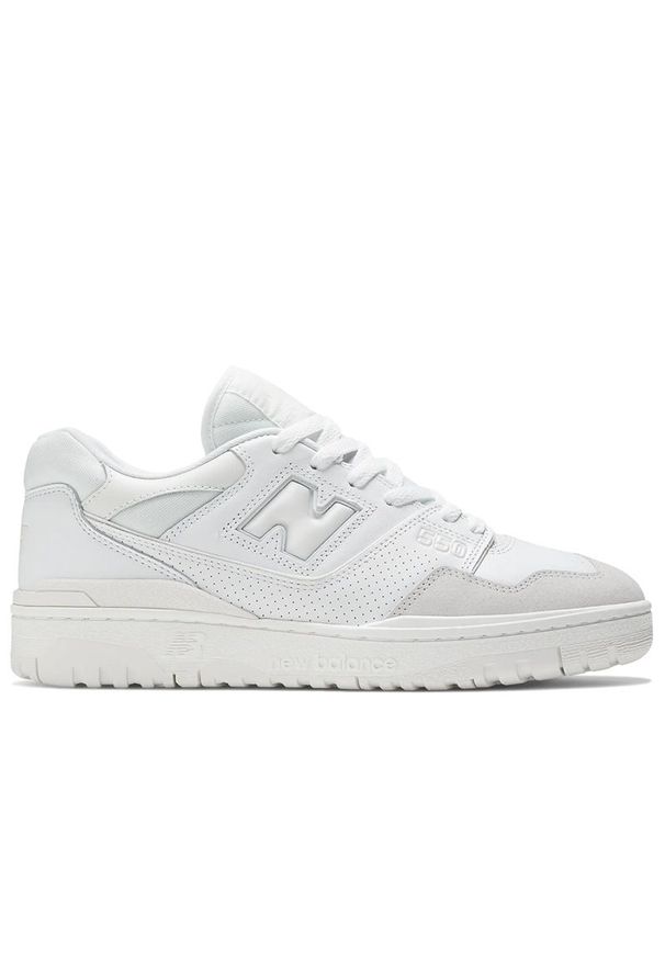 Buty New Balance BB550LSA - białe. Okazja: na co dzień. Kolor: biały. Materiał: materiał, skóra, syntetyk, guma. Szerokość cholewki: normalna. Sport: koszykówka