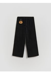 Reserved - GIRLS` TROUSERS & PENDANT - czarny. Kolor: czarny. Materiał: bawełna, tkanina #1