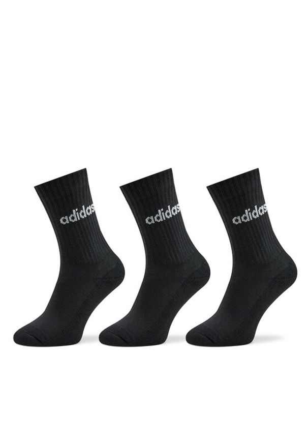 Adidas - adidas Skarpety długie Linear Crew Cushioned Socks 3 Pairs IC1301 Czarny. Kolor: czarny. Materiał: bawełna
