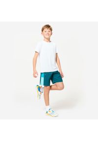Decathlon - Spodenki sportowe dla dzieci Domyos. Kolor: wielokolorowy, niebieski, zielony. Materiał: materiał, poliester. Styl: sportowy. Sport: fitness