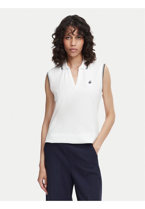 Beverly Hills Polo Club Polo P-SS26W-P0022 Biały Regular Fit. Typ kołnierza: polo. Kolor: biały. Materiał: bawełna