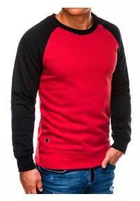 Ombre Clothing - Bluza męska bez kaptura - czerwona B980 - L. Okazja: na co dzień. Typ kołnierza: bez kaptura. Kolor: czerwony. Materiał: materiał, bawełna, poliester. Styl: casual, klasyczny #5