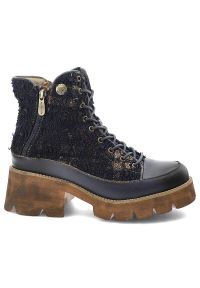 Niebieskie Botki Laura Vita Modne Buty Damskie. Zapięcie: sznurówki. Kolor: niebieski. Materiał: skóra