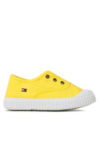 TOMMY HILFIGER - Tommy Hilfiger Trampki Low Cut Easy - On Sneaker T1X9-32824-0890 S Żółty. Kolor: żółty. Materiał: materiał #1