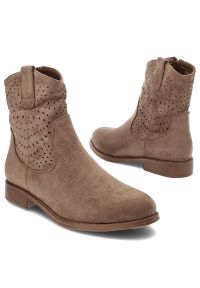 Brązowe Botki S.Barski Modne Obuwie Damskie W Stylu Boho. Okazja: na co dzień. Zapięcie: zamek. Kolor: brązowy. Materiał: materiał. Styl: boho #4