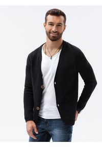 Ombre Clothing - Sweter męski bawełniany E193 - czarny - XXL. Kolor: czarny. Materiał: bawełna. Styl: elegancki #4