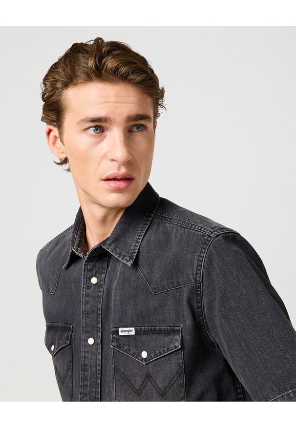 Wrangler - MESKA KOSZULA WRANGLER SS WESTERN SHIRT ENCHANTED BLACK 112362746
