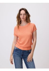 Reserved - Bluzka z wiskozą - brzoskwiniowy. Kolor: pomarańczowy. Materiał: wiskoza #1