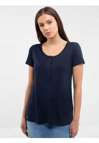 Big-Star - Koszulka damska z guzikami Kannona 404. Kolor: niebieski. Materiał: jeans, dzianina, len. Długość rękawa: krótki rękaw. Długość: krótkie #3