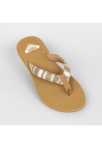 Japonki damskie Roxy Porto Raffia. Okazja: na plażę. Kolor: beżowy. Materiał: bawełna, syntetyk, kauczuk, poliester. Styl: sportowy