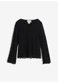 bonprix - Koronkowa bluzka z długim rękawem. Kolor: czarny. Materiał: koronka. Długość rękawa: długi rękaw. Długość: długie. Styl: elegancki #1