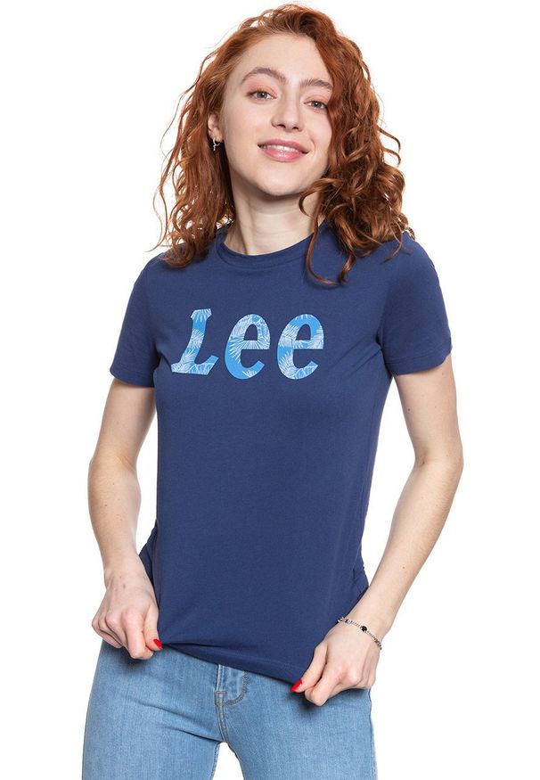 Lee - LEE T SHIRT DAMSKI SLIM LOGO TEE BLUEPRINT L43KEHLH 112109663. Wzór: nadruk