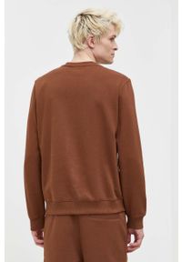 Hugo - HUGO bluza bawełniana męska kolor brązowy z aplikacją. Kolor: brązowy. Materiał: bawełna. Wzór: aplikacja #3