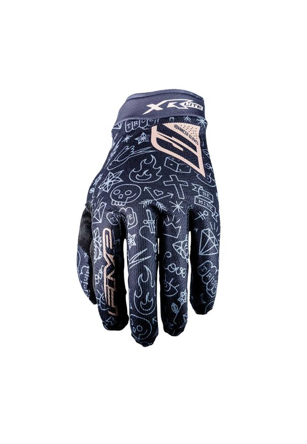 FIVE GLOVES - Rękawiczki XR-LITE - TATTOO BLACK/GOLD (czarno-złote) - M/9. Kolor: żółty, czarny, wielokolorowy, pomarańczowy. Sport: kolarstwo