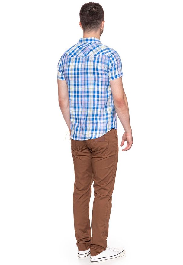 Wrangler - KOSZULA MĘSKA KRÓTKI RĘKAW WRANGLER SS WESTERN SHIRT TURKISH SEA W5A246D86 112130000. Długość rękawa: krótki rękaw. Długość: krótkie. Wzór: kratka