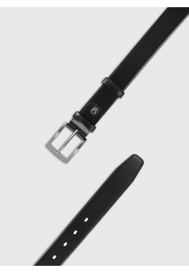 Pako Lorente - PAKO LORENTE – Czarny skórzany pasek męski. Kolor: czerwony, brązowy, czarny. Materiał: skóra