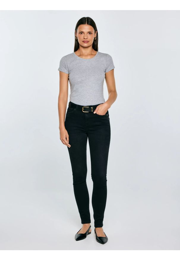 Big-Star - Koszulka damska gładka szara Classic 991. Kolor: szary. Materiał: materiał. Wzór: gładki