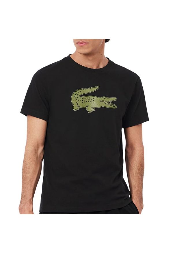 Koszulka Lacoste Sport 3D Print Crocodile Breathable Jersey TH2042-I6Z - czarna. Kolor: czarny. Materiał: jersey. Długość rękawa: krótki rękaw. Długość: krótkie. Wzór: nadruk