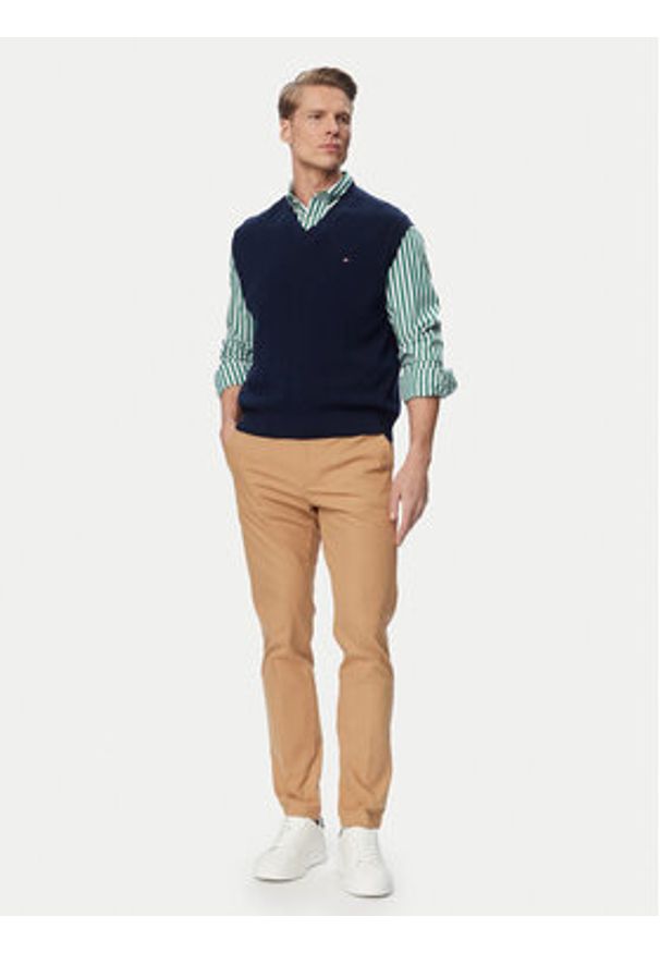 TOMMY HILFIGER - Tommy Hilfiger Sweter MW0MW43244 Granatowy Regular Fit. Kolor: niebieski. Materiał: bawełna