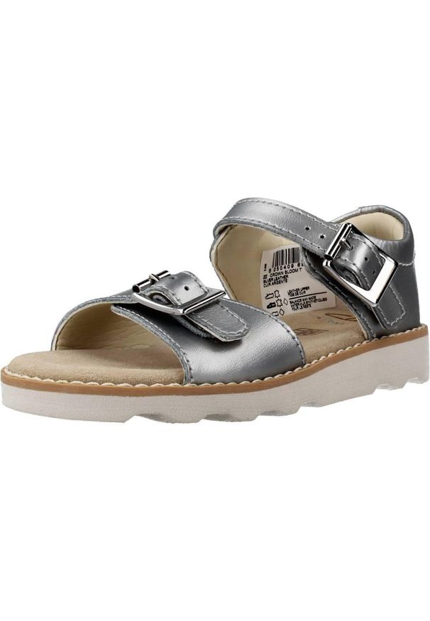 Clarks - Sandały CLARKS CROWN BLOOM T Srebrny. Kolor: szary. Materiał: skóra. Sezon: lato