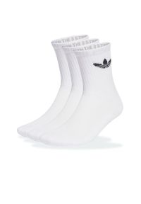 Adidas - Skarpetki unisex adidas Originals Trefoil Cushion Crew Socks 3 Pairs IJ5616 - białe. Kolor: biały. Materiał: poliester, materiał, bawełna, elastan, nylon. Wzór: aplikacja