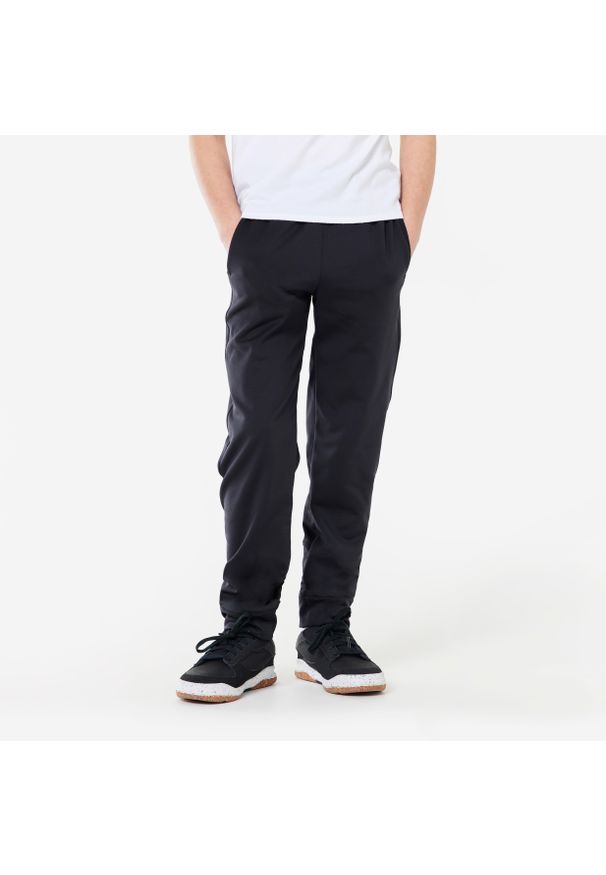 DOMYOS - Spodnie dresowe dla dzieci Domyos. Kolekcja: plus size. Kolor: czarny. Materiał: poliester, elastan, materiał