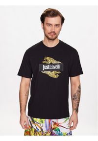 Just Cavalli T-Shirt 74OBHF07 Czarny Regular Fit. Kolor: czarny. Materiał: bawełna