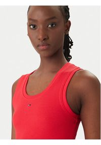 Tommy Jeans Top Essential DW0DW20673 Czerwony Slim Fit. Kolor: czerwony. Materiał: bawełna #5