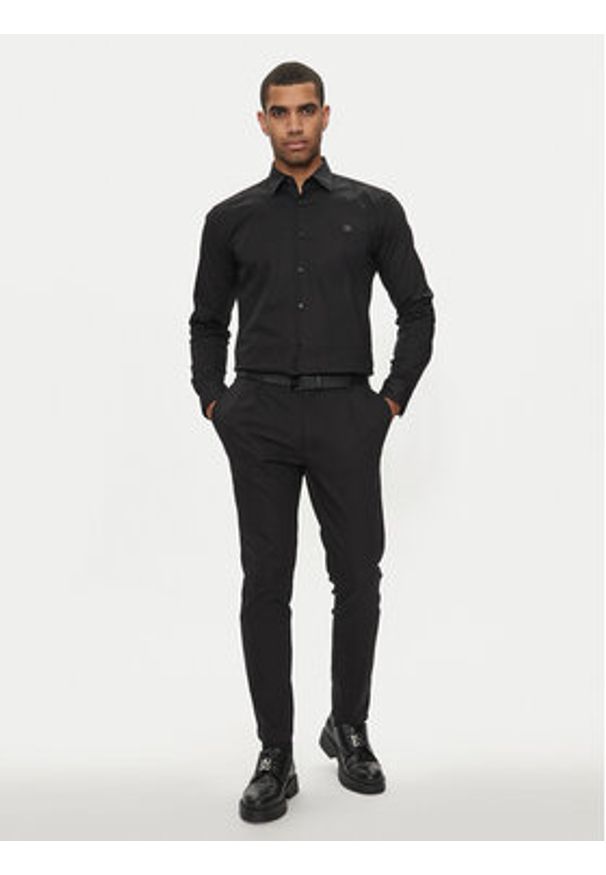 Hugo Koszula Ermo 50505315 Czarny Slim Fit. Kolor: czarny. Materiał: bawełna
