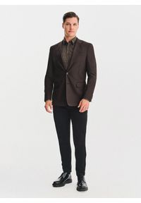 Pako Lorente - PAKO LORENTE – Brązowa marynarka męska. Kolor: szary, beżowy, brązowy. Materiał: poliester, wiskoza, elastan. Sezon: jesień #6