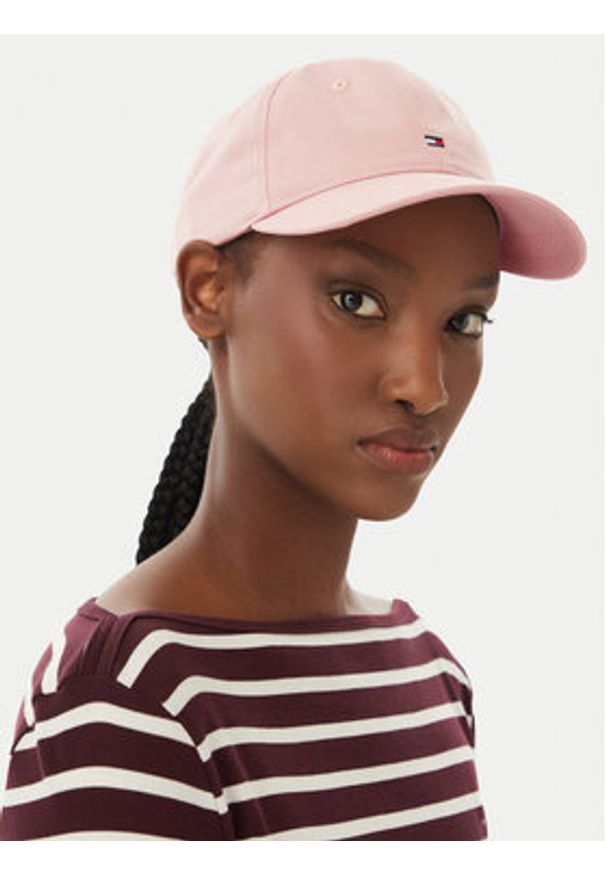 TOMMY HILFIGER - Tommy Hilfiger Czapka z daszkiem Th Flag Soft 6 Panel Cap AW0AW17781 Różowy. Kolor: różowy. Materiał: bawełna