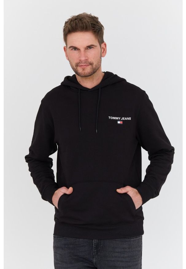 Tommy Jeans - TOMMY JEANS Czarna męska bluza z kapturem, Rozmiar M. Typ kołnierza: kaptur. Kolor: czarny