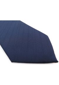 Adam Collection - Granatowy krawat męski, strukturalny materiał - paski D289. Kolor: niebieski. Materiał: materiał. Wzór: paski #2