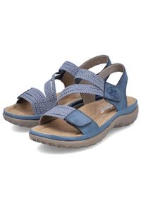 Komfortowe sandały damskie na rzepy niebieskie Rieker 64870-14. Zapięcie: rzepy. Kolor: niebieski #10