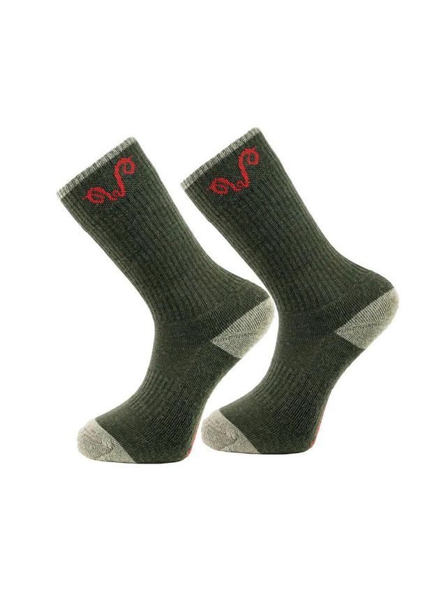 WOOLONA - Skarpety trekkingowe z wełny Merino. Kolor: zielony. Materiał: wełna. Sport: turystyka piesza