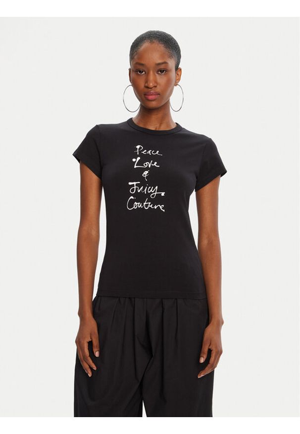Juicy Couture T-Shirt JCNCT225458 Czarny Regular Fit. Kolor: czarny. Materiał: bawełna