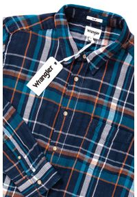 Wrangler - KOSZULA WRANGLER LS 1PKT SHIRT NAVY W5953T835. Kolor: wielokolorowy. Wzór: kratka #6