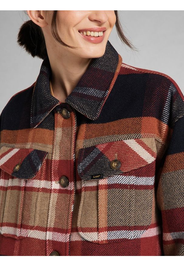 Lee - LEE WOOL COAT DAMSKIE PŁASZCZ W KRATĘ SKY CAPTAIN L57KSVHY 112113168