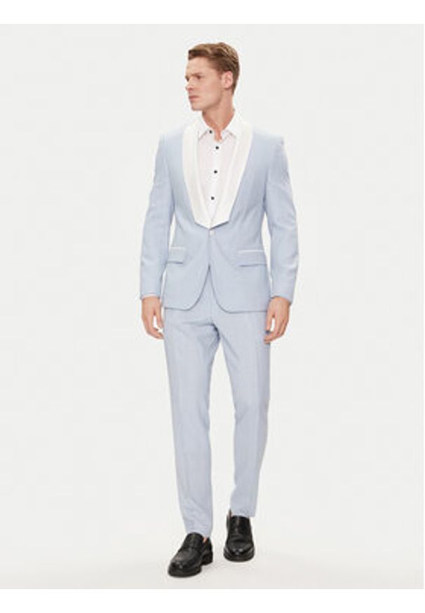 Hugo Marynarka Henry242E1X 50513750 Błękitny Slim Fit. Kolor: niebieski. Materiał: syntetyk