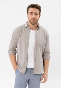 Volcano - Bawełniana koszula, Regular Fit, K-NAIROBI. Okazja: na co dzień. Materiał: bawełna. Długość rękawa: długi rękaw. Długość: długie. Wzór: melanż. Styl: casual, klasyczny #1