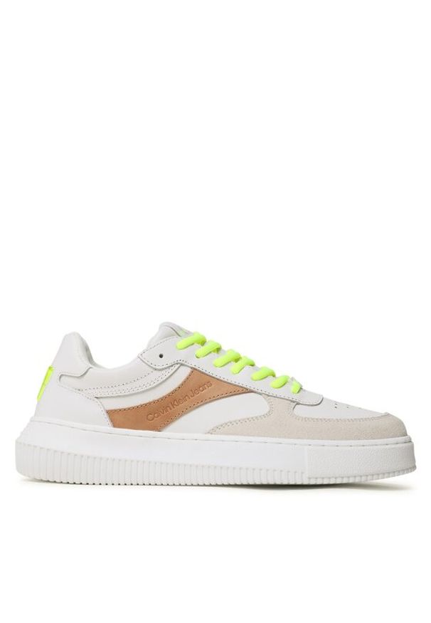 Calvin Klein Jeans Sneakersy Chunky Cupsole Gel Backtab Fluo YM0YM00673 Beżowy. Kolor: beżowy. Materiał: skóra