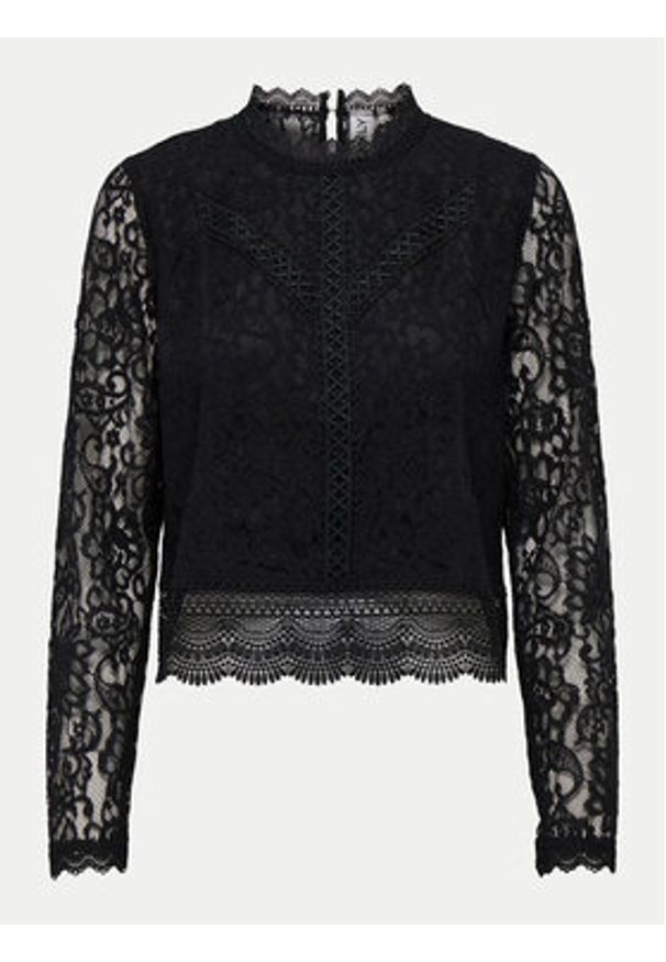 only - ONLY Bluzka New Karo 15276400 Czarny Regular Fit. Typ kołnierza: dekolt w karo. Kolor: czarny. Materiał: bawełna, syntetyk