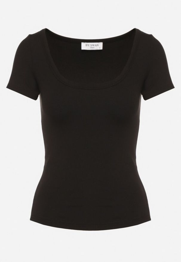 Born2be - Czarny T-shirt z Bawełny z Okrągłym Dekoltem Efruna. Okazja: na co dzień. Kolor: czarny. Materiał: bawełna. Styl: elegancki, casual